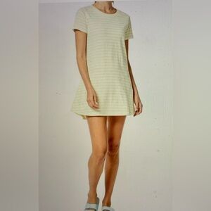 NWT Addison Bay Belmont T-Shirt Dress In Yellow & White Stripe Size Small